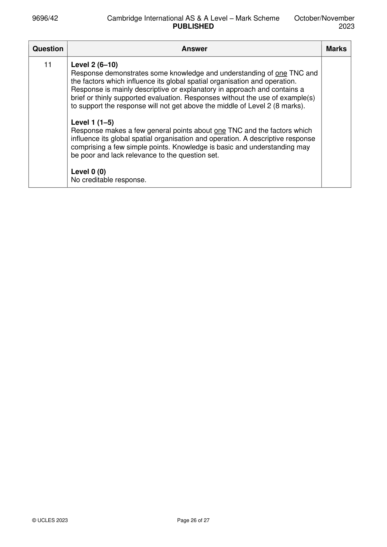 Mark scheme, page 26 of 27