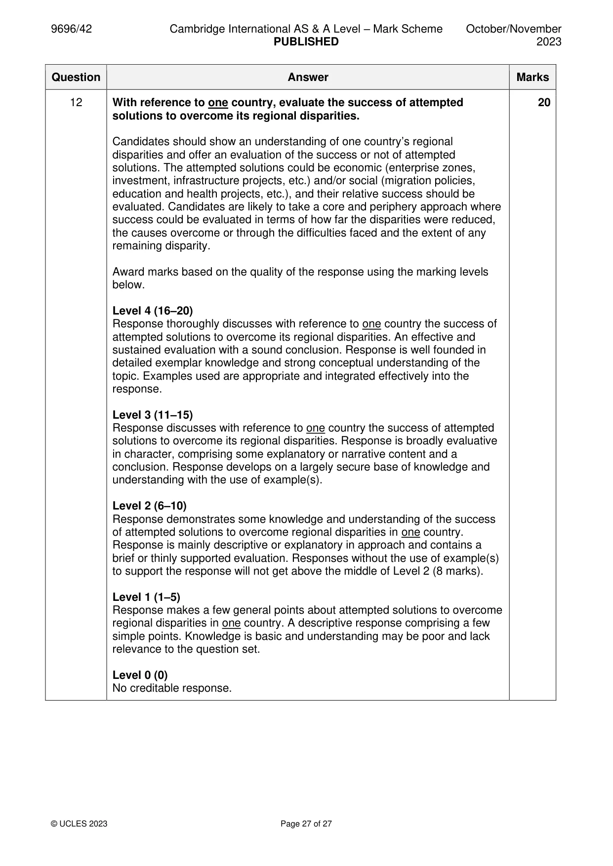 Mark scheme, page 27 of 27