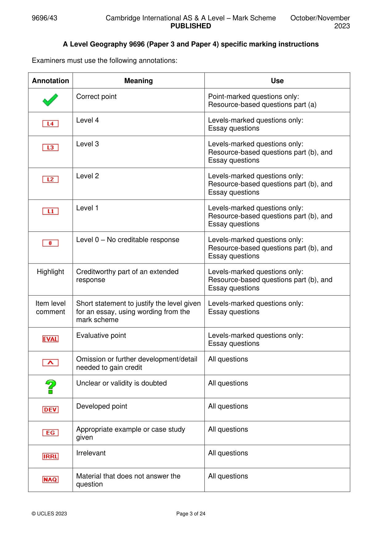 Mark scheme, page 3 of 24