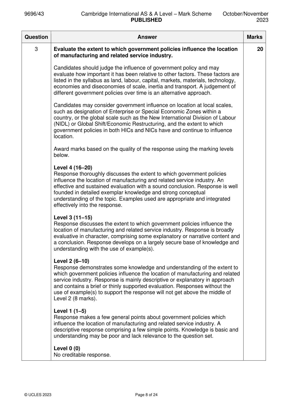 Mark scheme, page 8 of 24