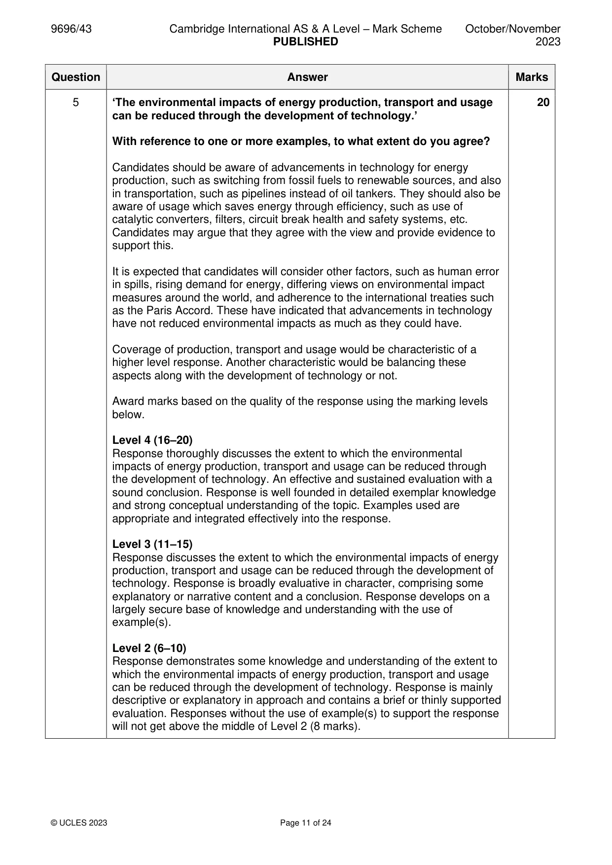 Mark scheme, page 11 of 24
