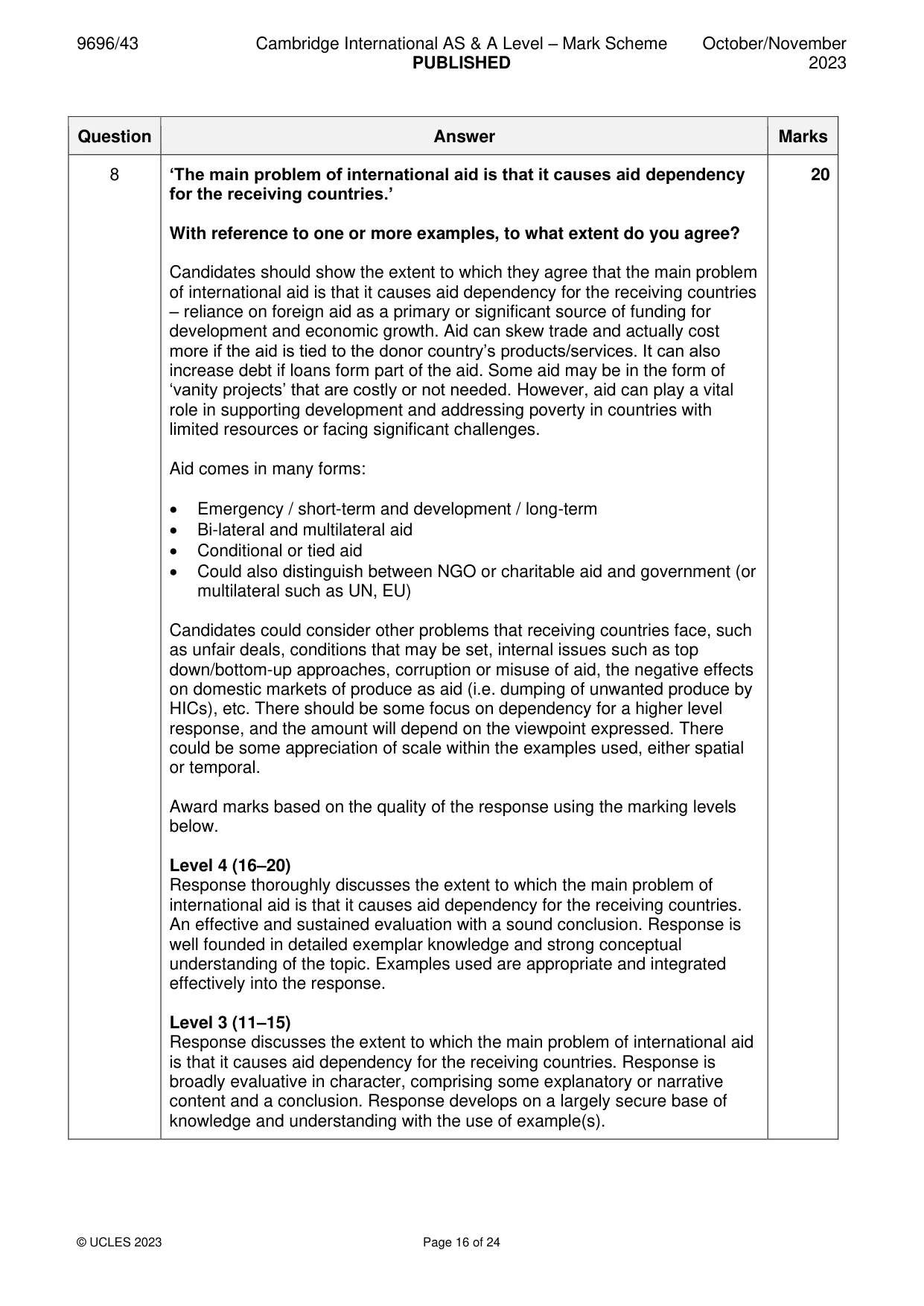 Mark scheme, page 16 of 24