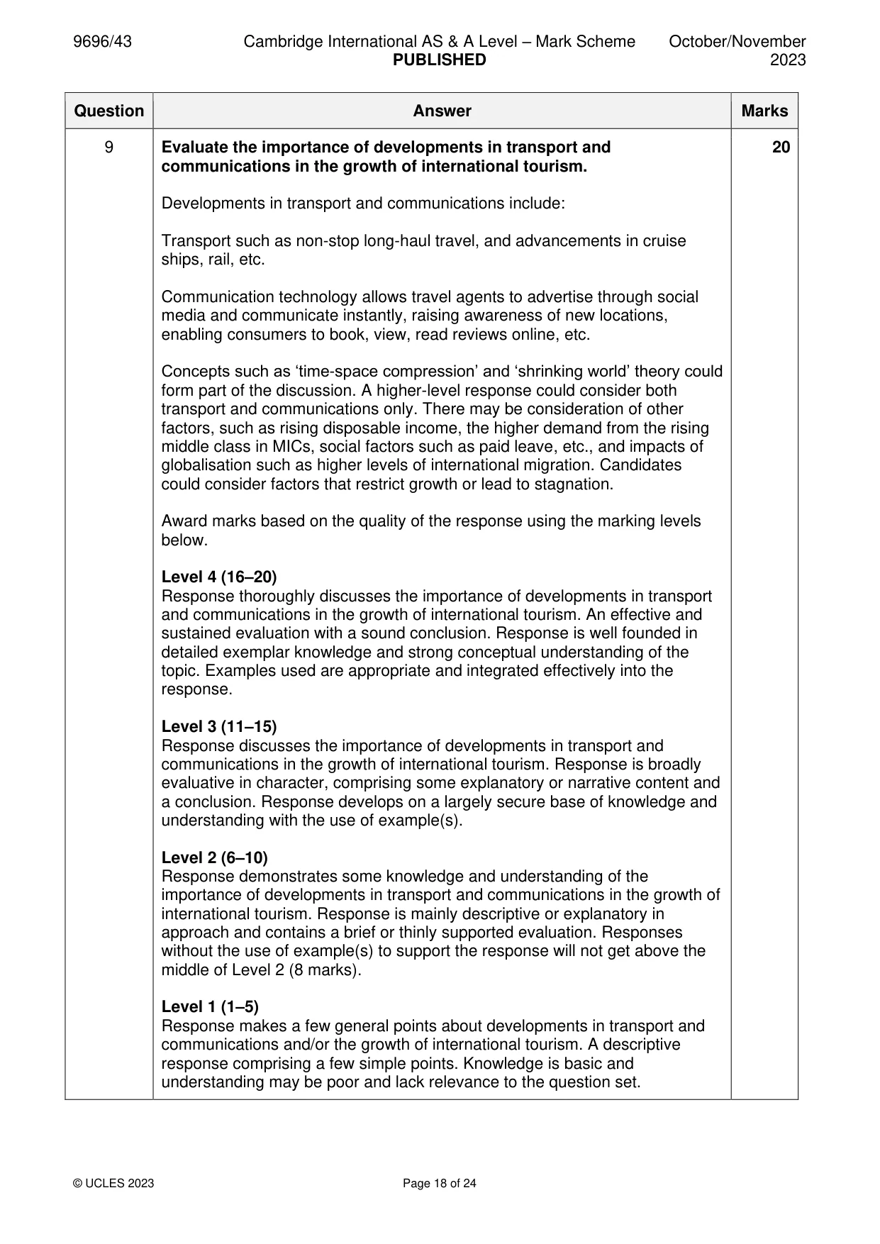 Mark scheme, page 18 of 24