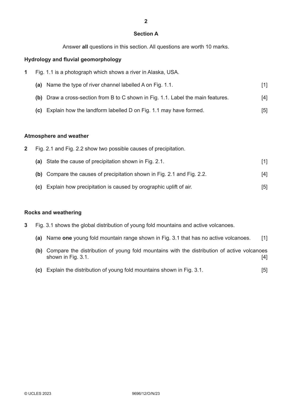 Cambridge A Level Geography 9696 2023 Oct/Nov Paper 1 · Variant 2 question paper, page 2 of 4