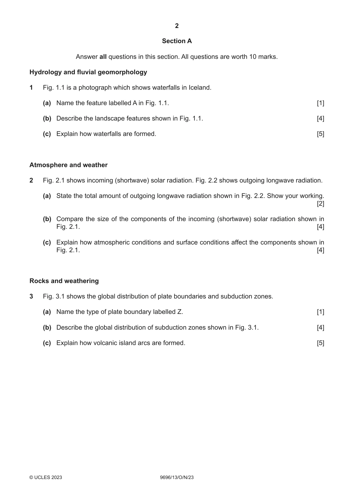 Cambridge A Level Geography 9696 2023 Oct/Nov Paper 1 · Variant 3 question paper, page 2 of 4