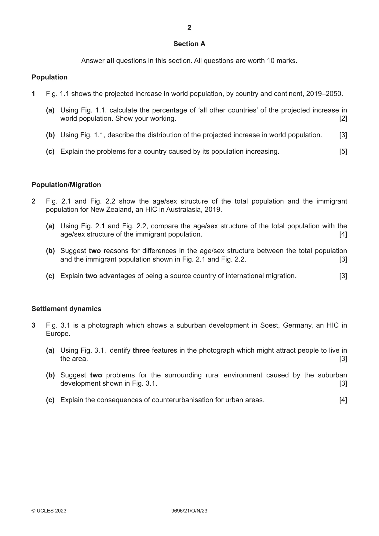 Cambridge A Level Geography 9696 2023 Oct/Nov Paper 2 · Variant 1 question paper, page 2 of 4