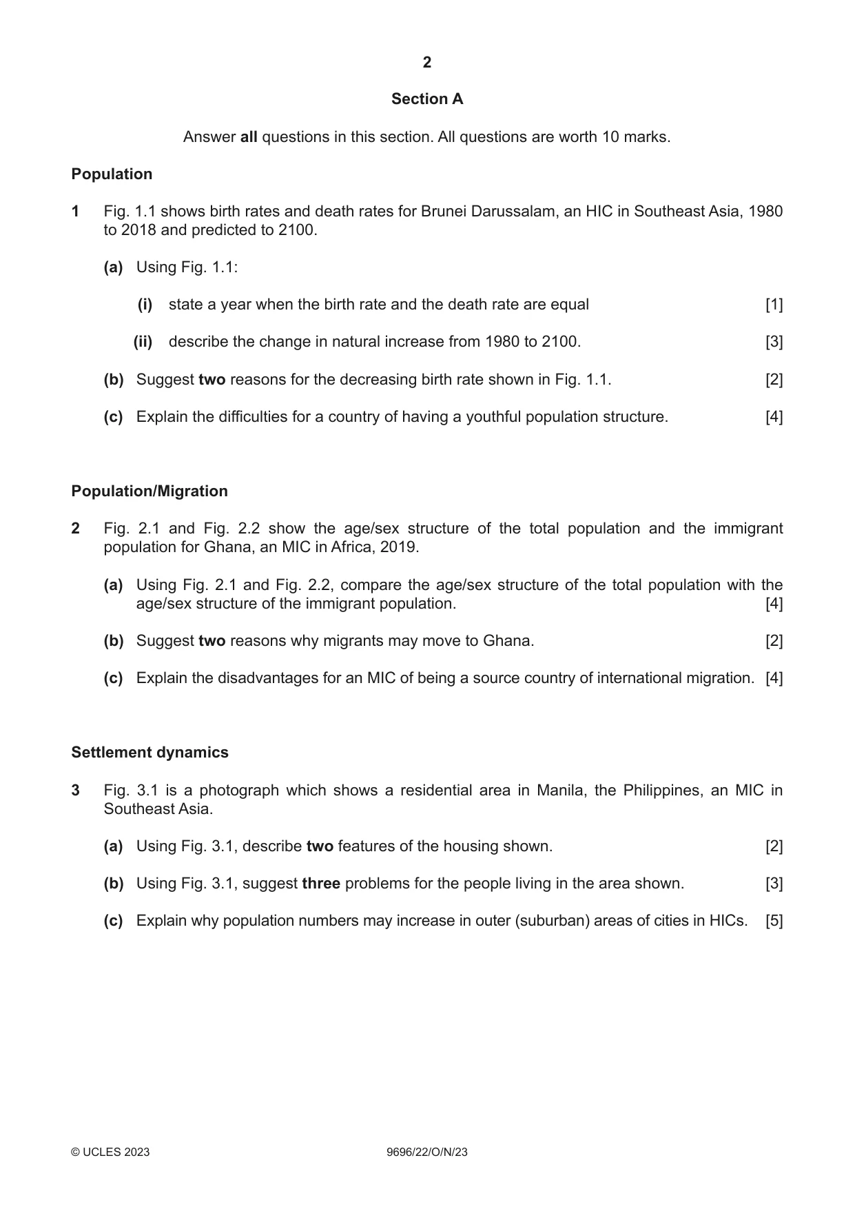 Cambridge A Level Geography 9696 2023 Oct/Nov Paper 2 · Variant 2 question paper, page 2 of 4