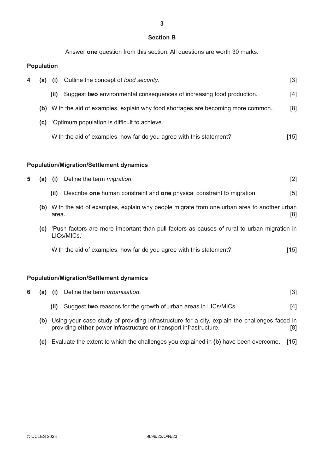 Cambridge A Level Geography 9696 2023 Oct/Nov Paper 2 · Variant 2 question paper, page 3 of 4
