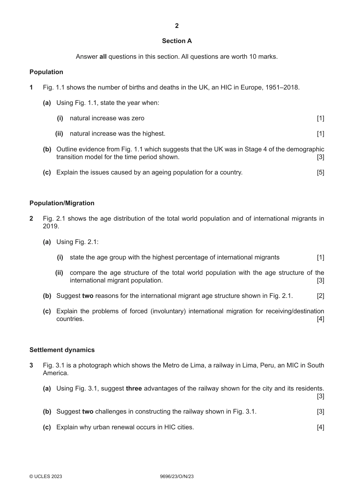 Cambridge A Level Geography 9696 2023 Oct/Nov Paper 2 · Variant 3 question paper, page 2 of 4