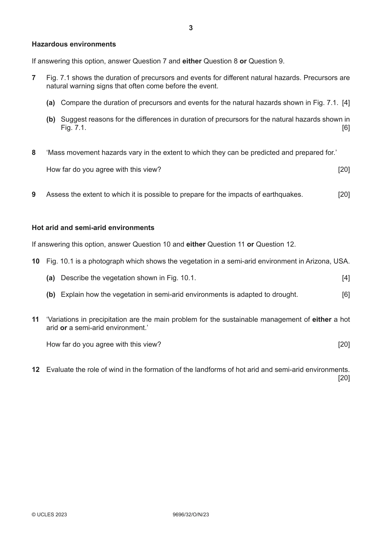 Cambridge A Level Geography 9696 2023 Oct/Nov Paper 3 · Variant 2 question paper, page 3 of 4