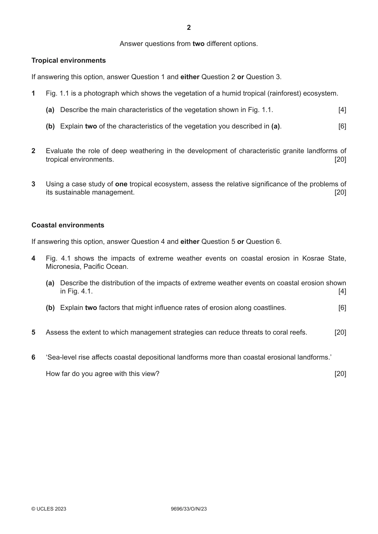 Cambridge A Level Geography 9696 2023 Oct/Nov Paper 3 · Variant 3 question paper, page 2 of 4