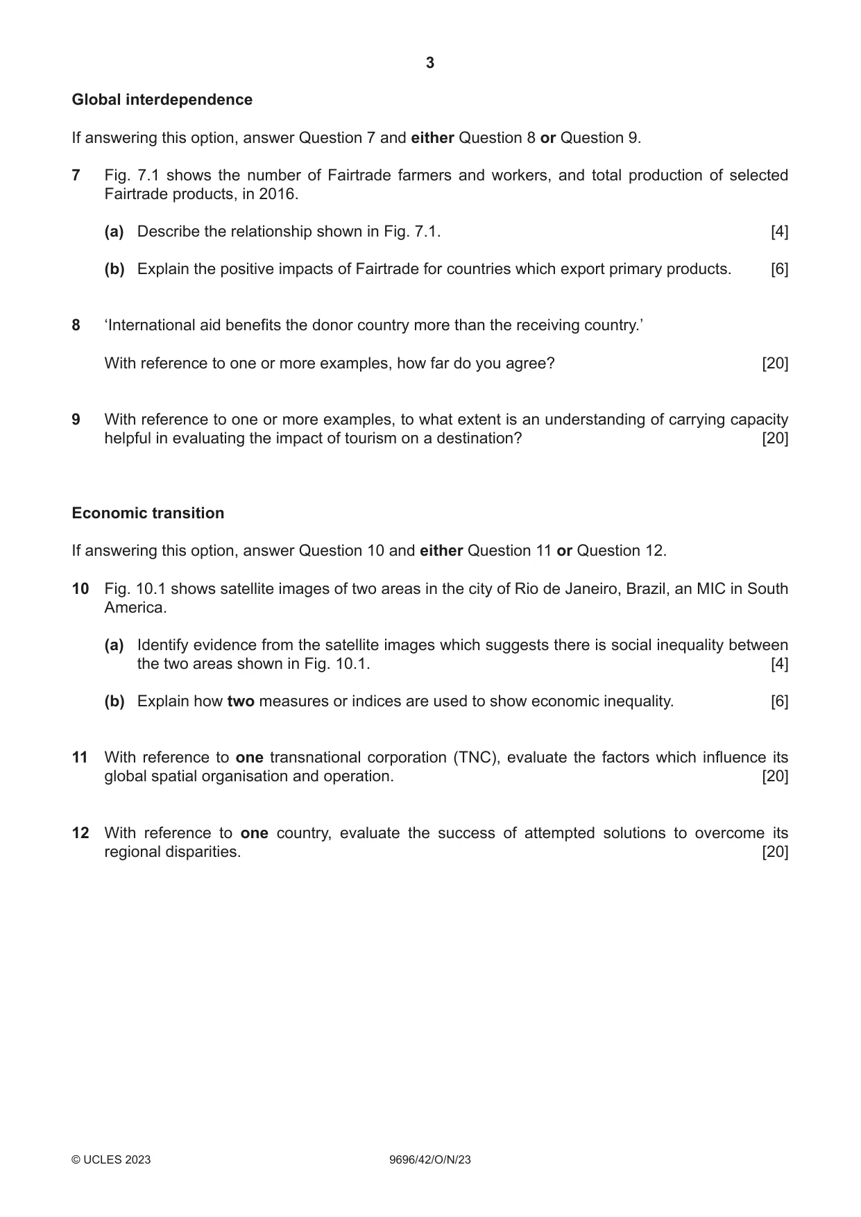 Cambridge A Level Geography 9696 2023 Oct/Nov Paper 4 · Variant 2 question paper, page 3 of 4