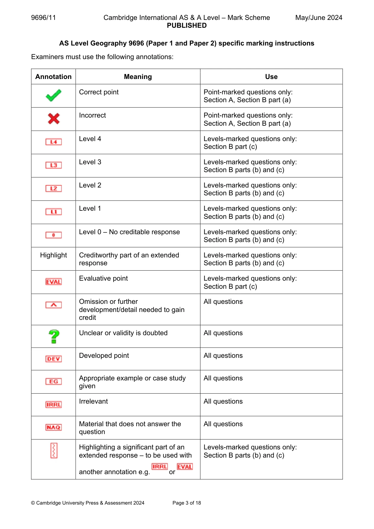 Mark scheme, page 3 of 18