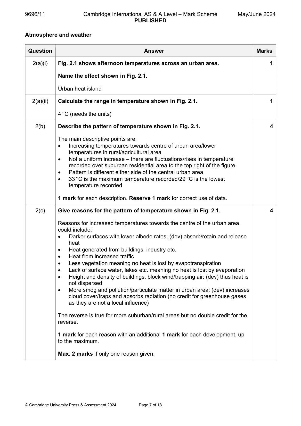Mark scheme, page 7 of 18
