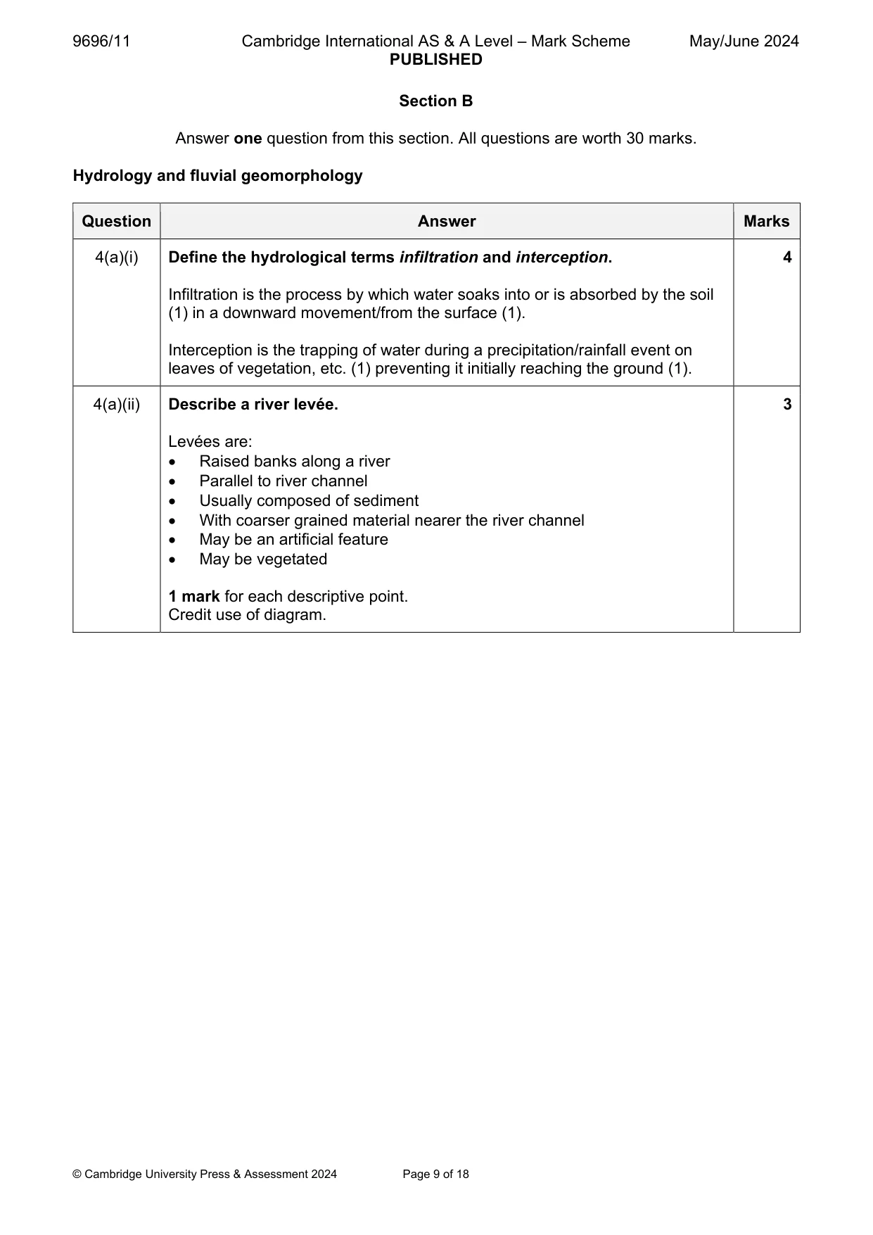 Mark scheme, page 9 of 18