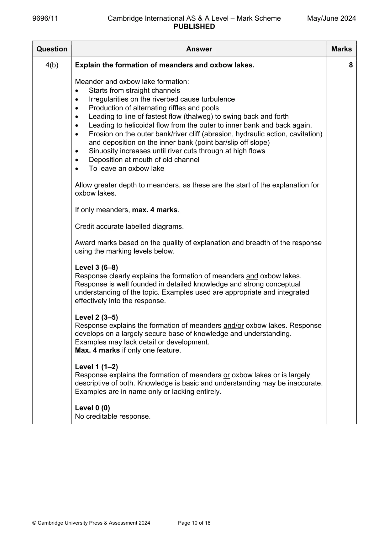 Mark scheme, page 10 of 18