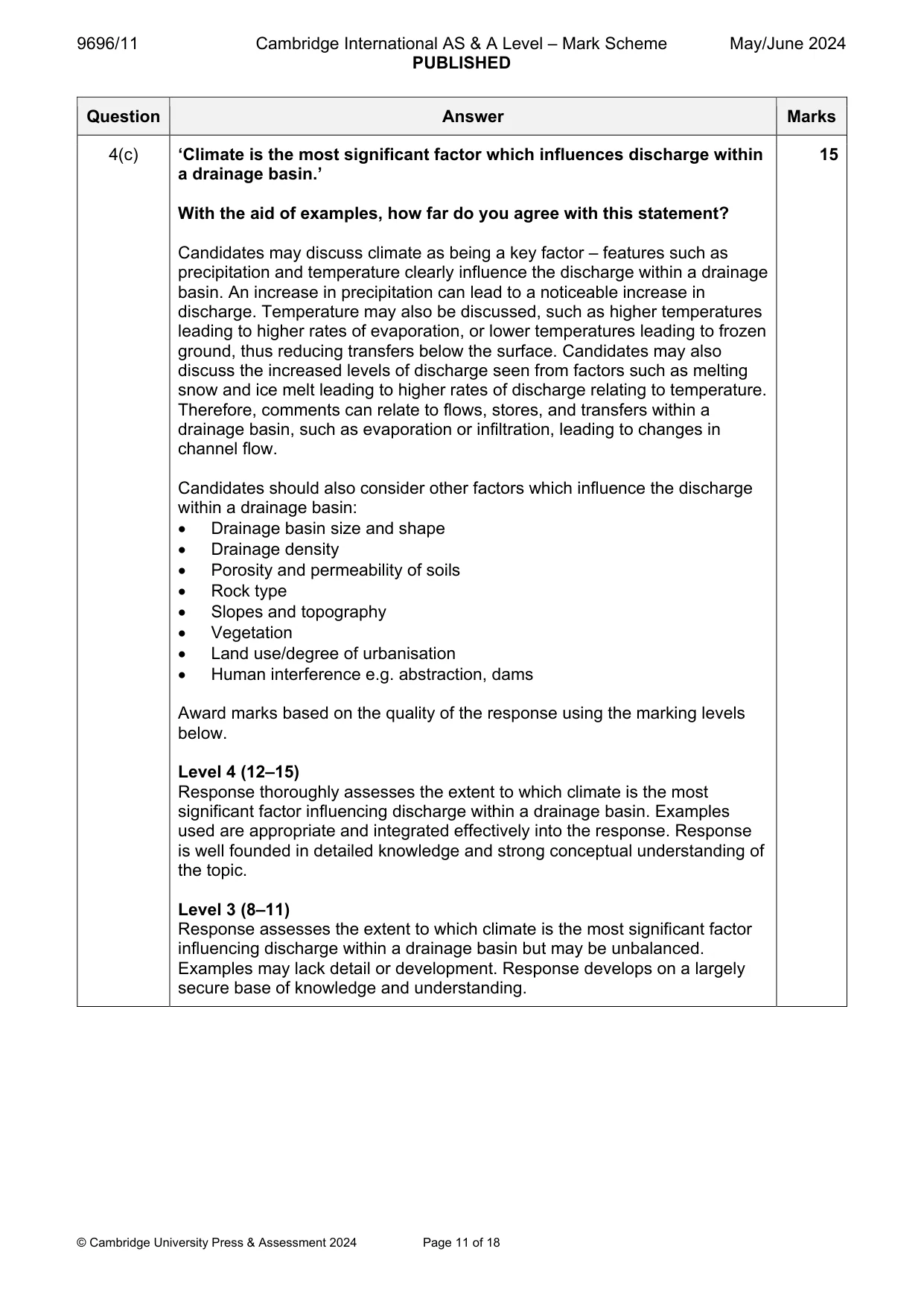 Mark scheme, page 11 of 18