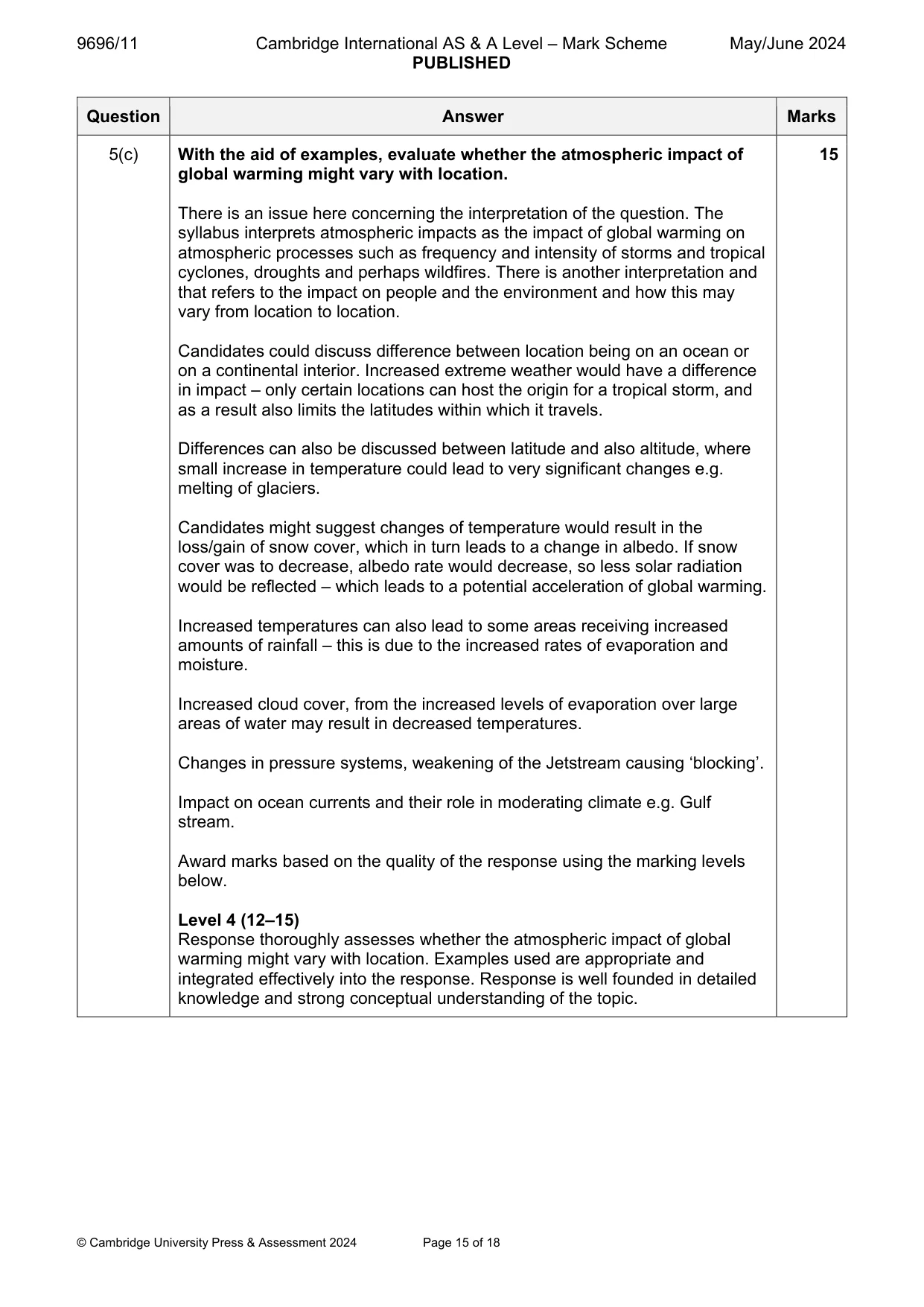 Mark scheme, page 15 of 18
