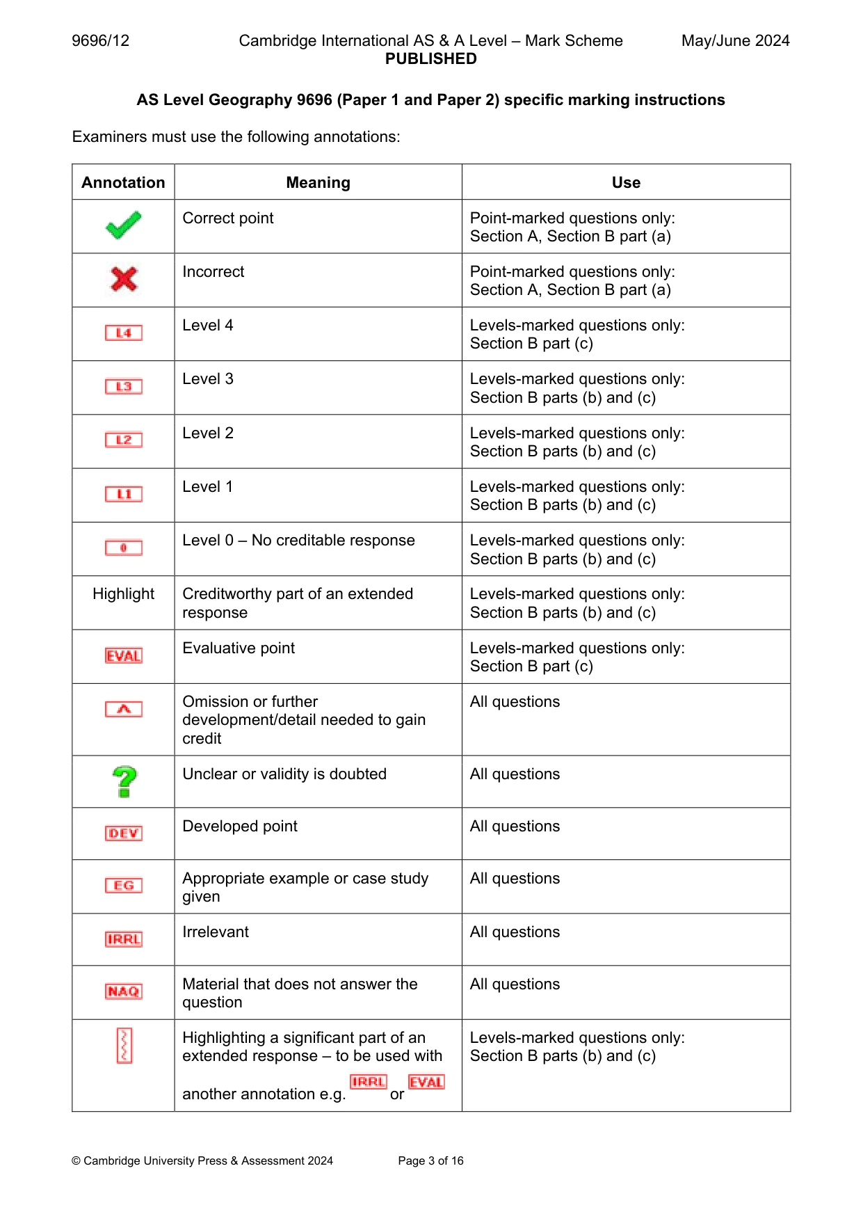 Mark scheme, page 3 of 16