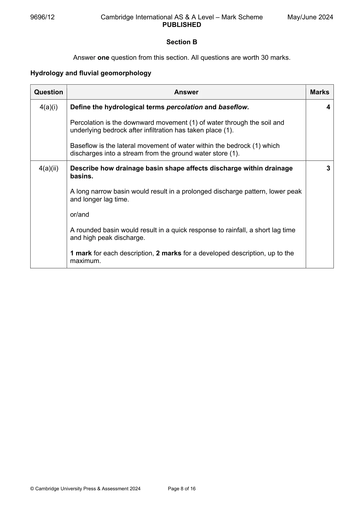 Mark scheme, page 8 of 16