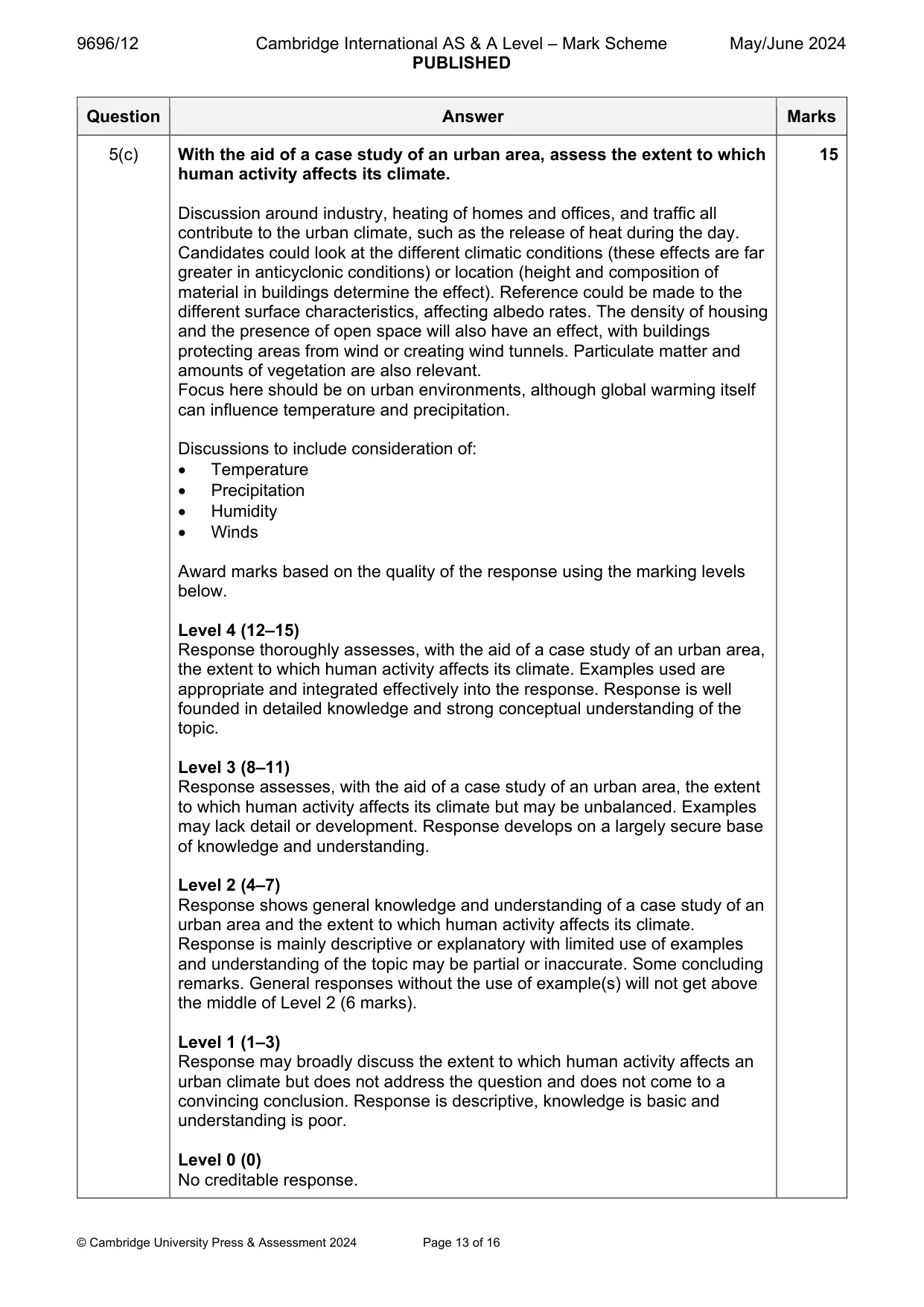 Mark scheme, page 13 of 16