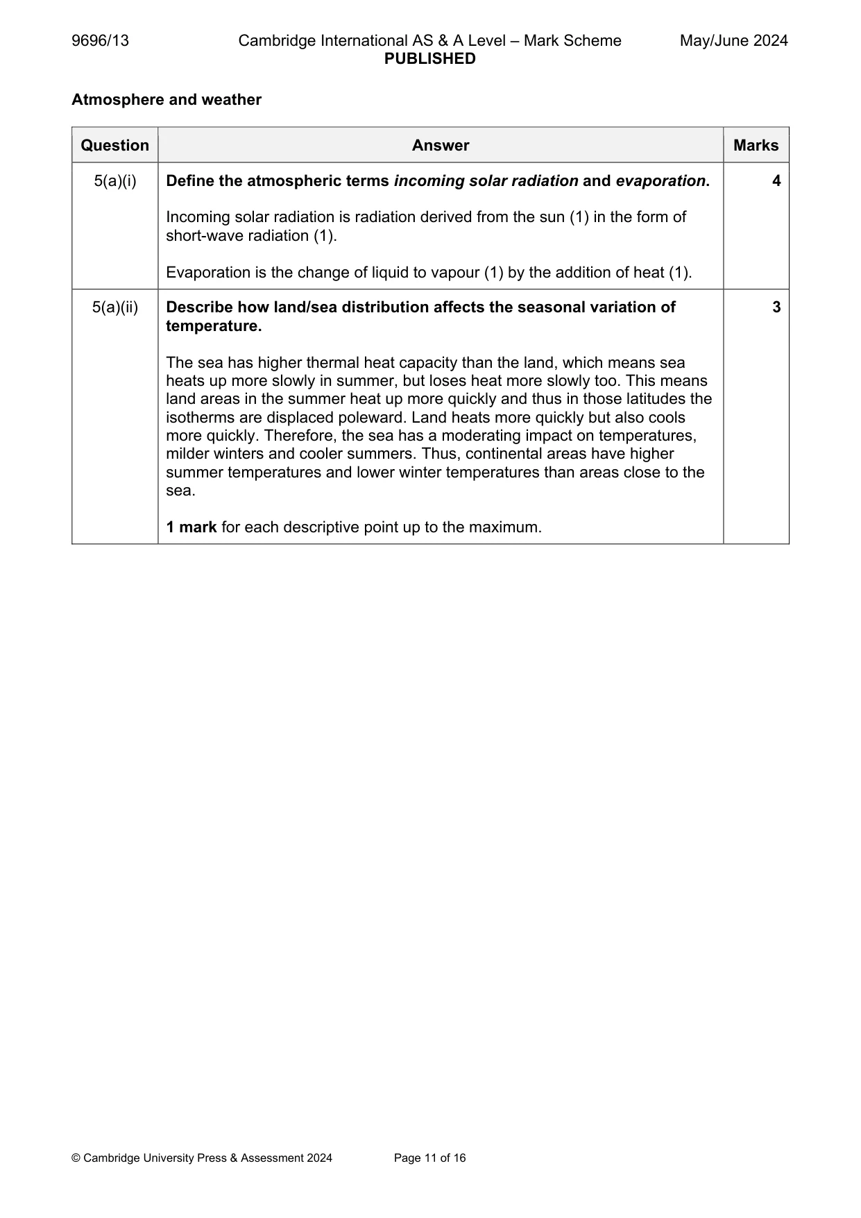 Mark scheme, page 11 of 16