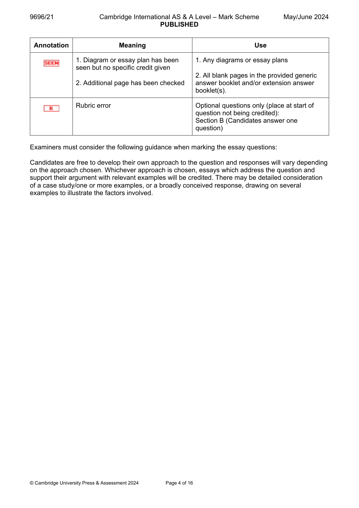 Mark scheme, page 4 of 16