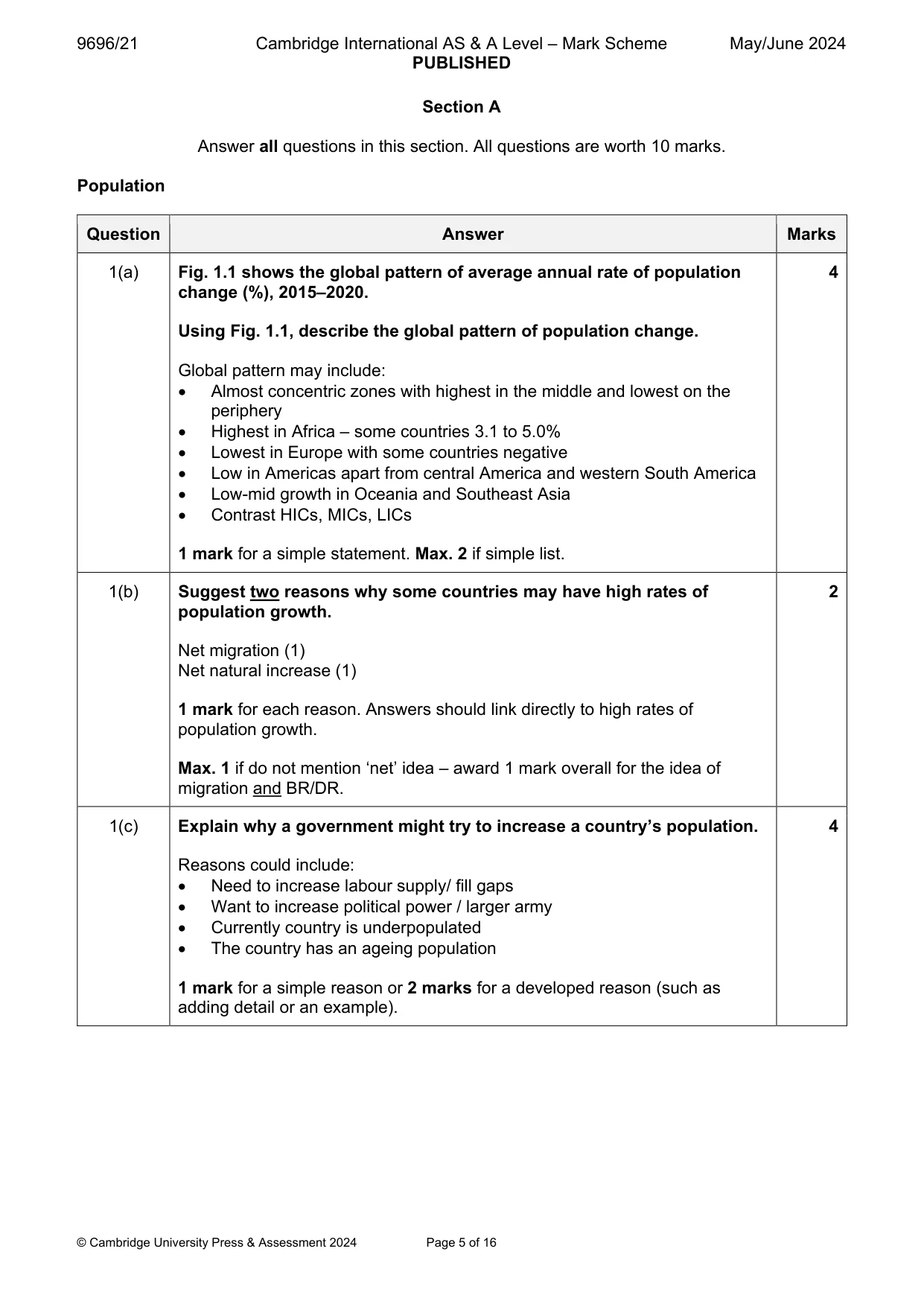 Mark scheme, page 5 of 16