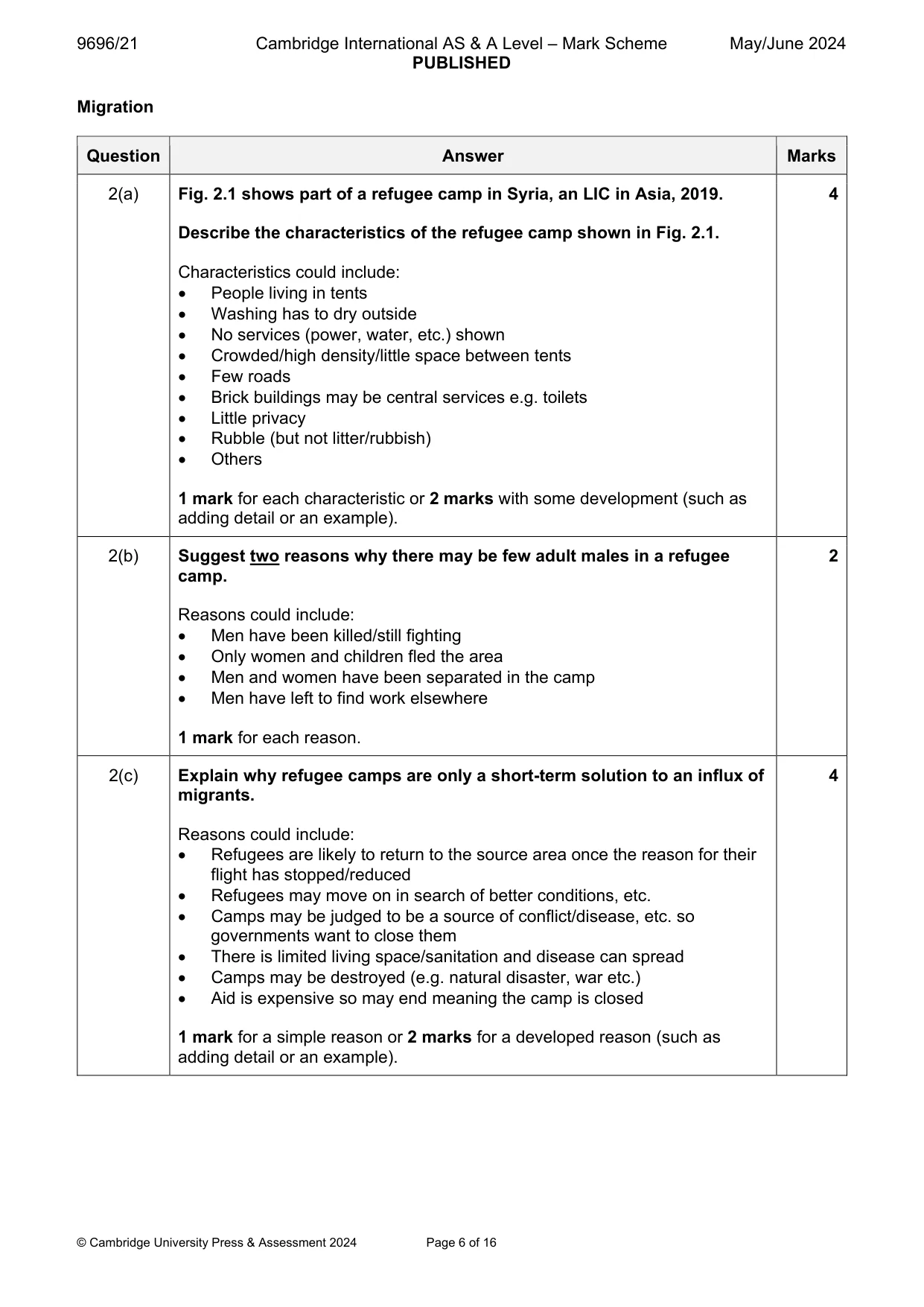 Mark scheme, page 6 of 16
