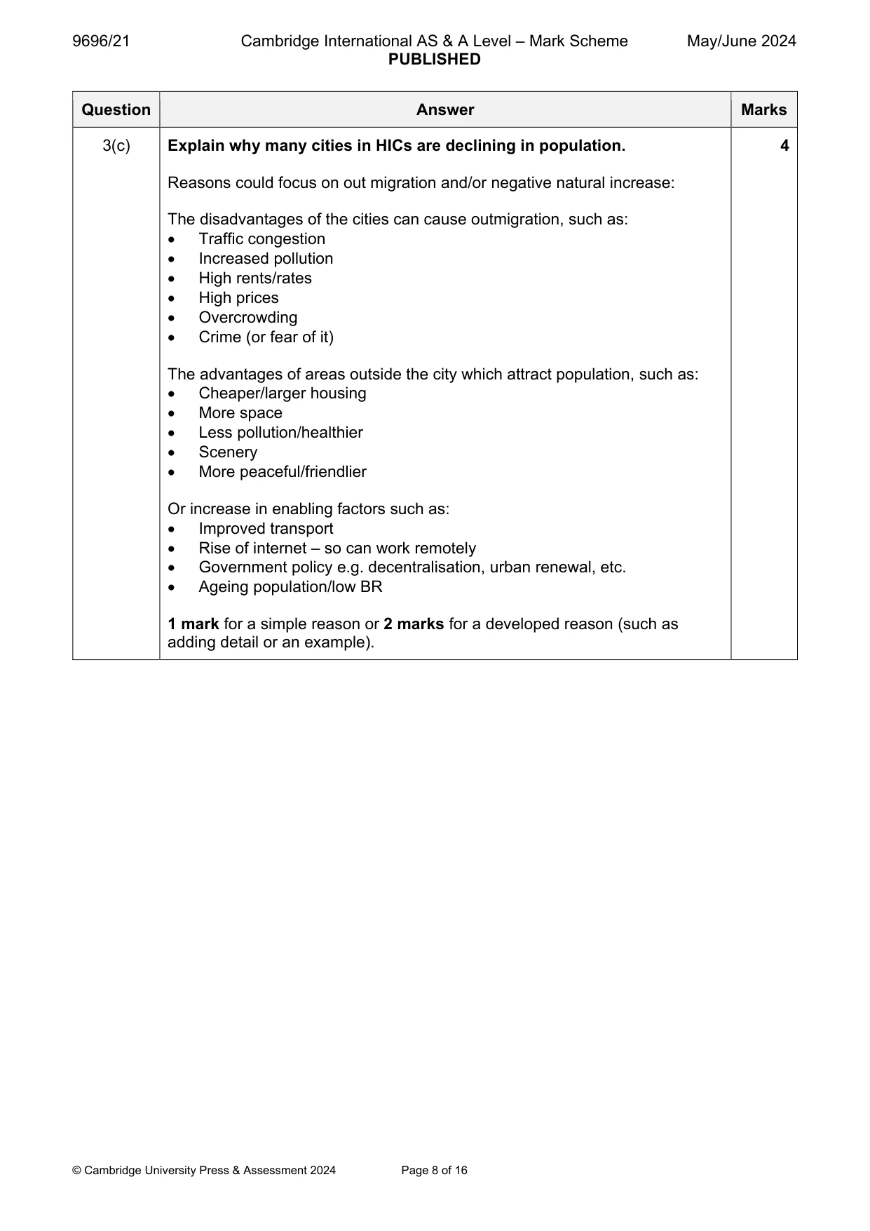 Mark scheme, page 8 of 16