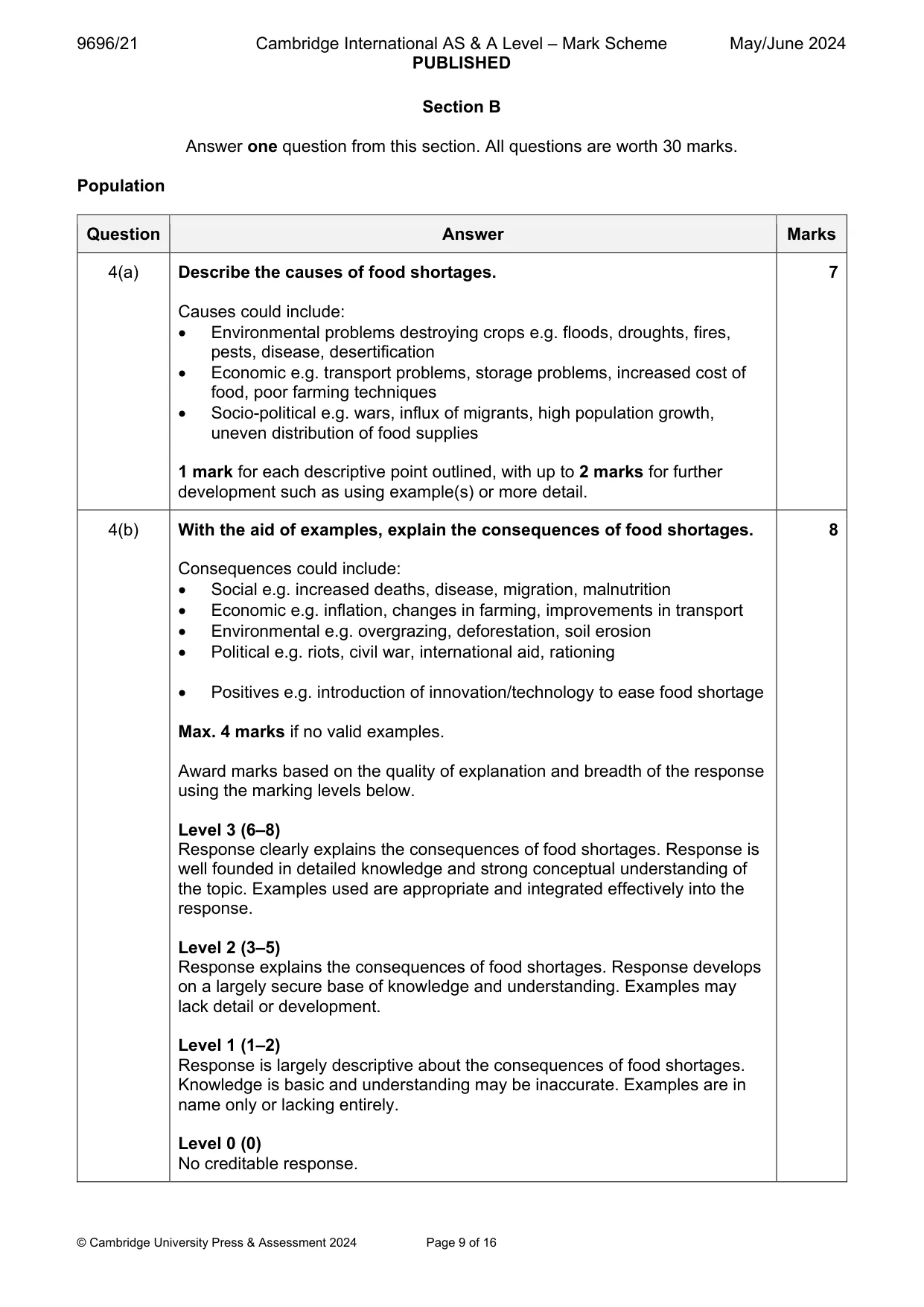 Mark scheme, page 9 of 16