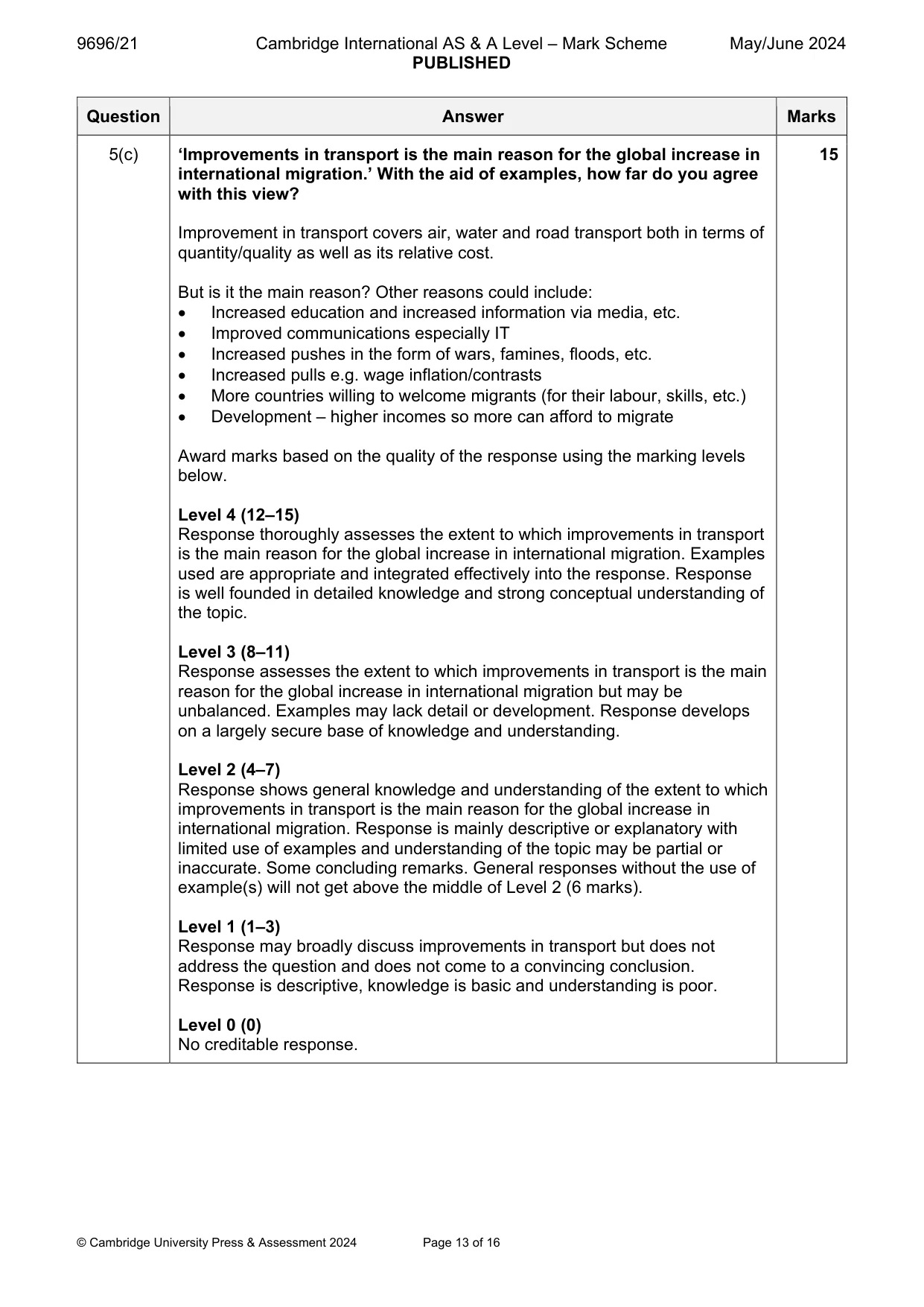 Mark scheme, page 13 of 16