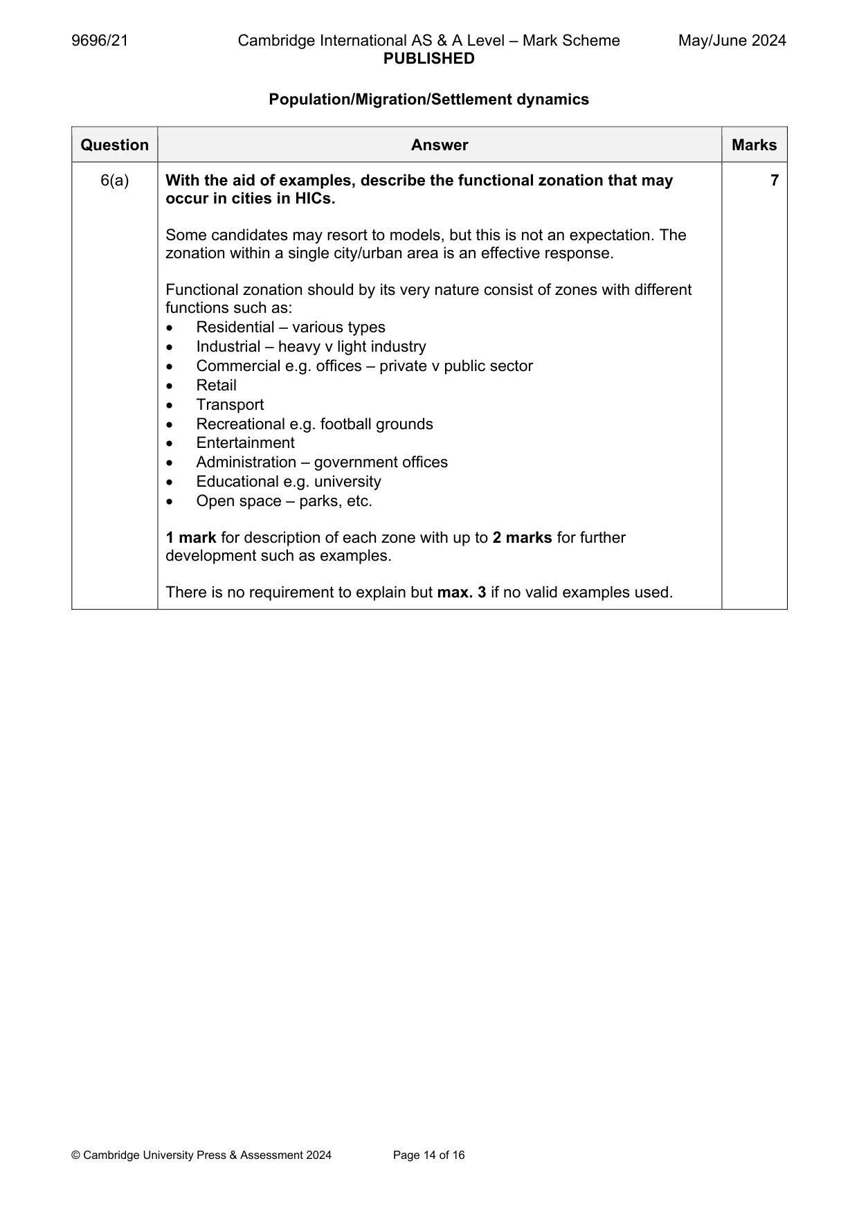 Mark scheme, page 14 of 16