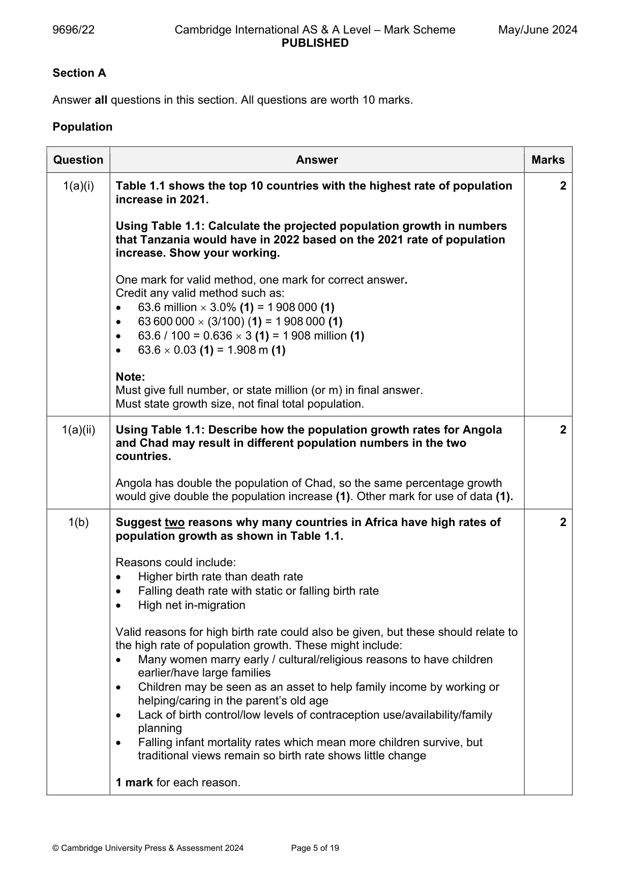 Mark scheme, page 5 of 19