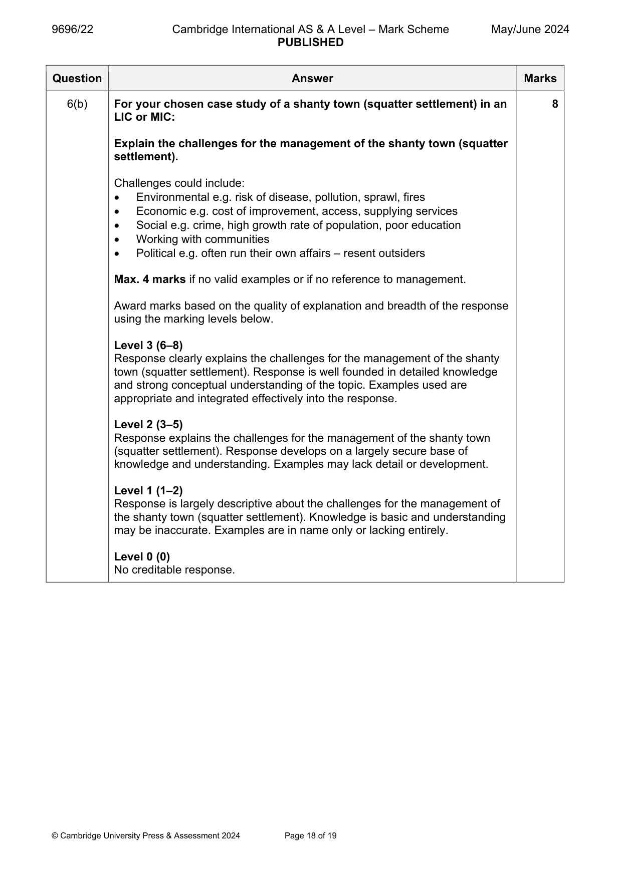 Mark scheme, page 18 of 19
