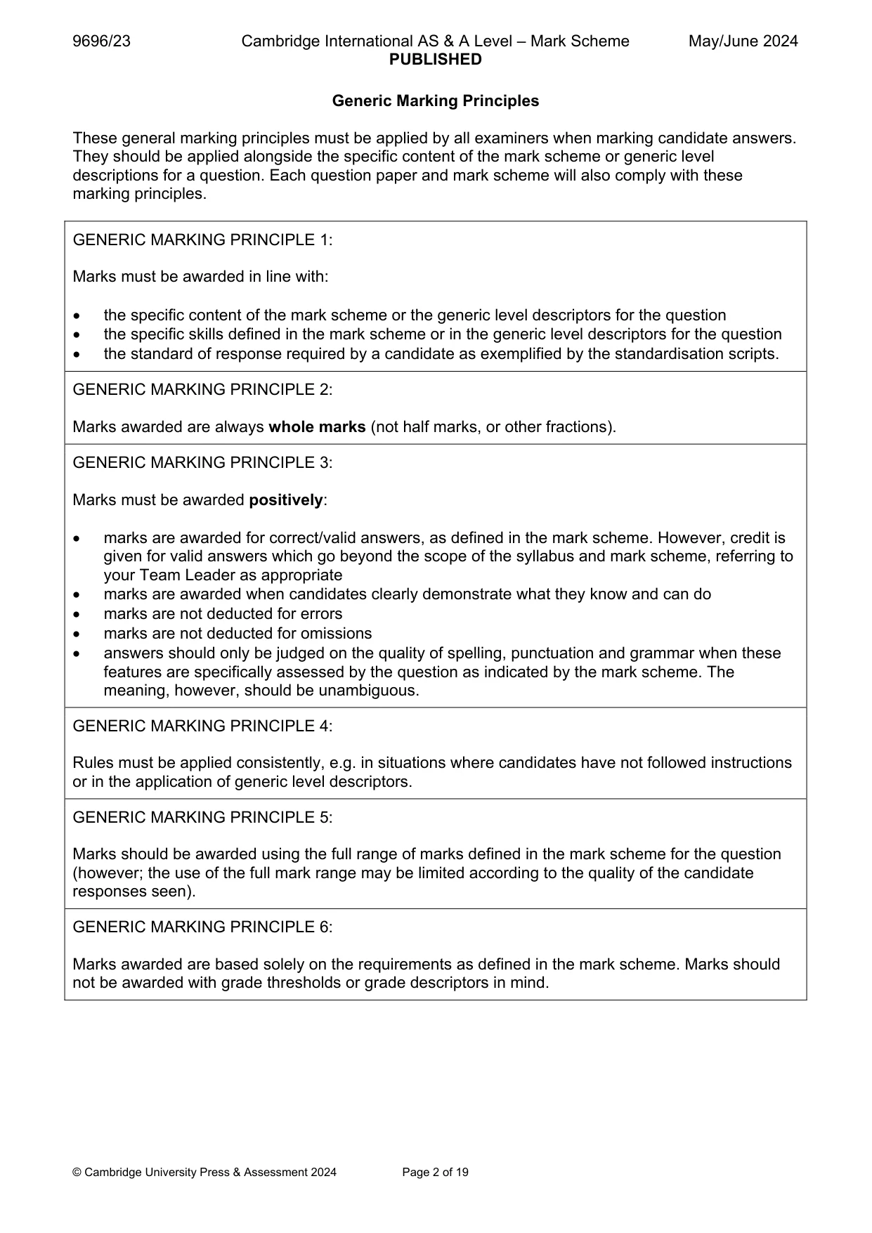 Mark scheme, page 2 of 19