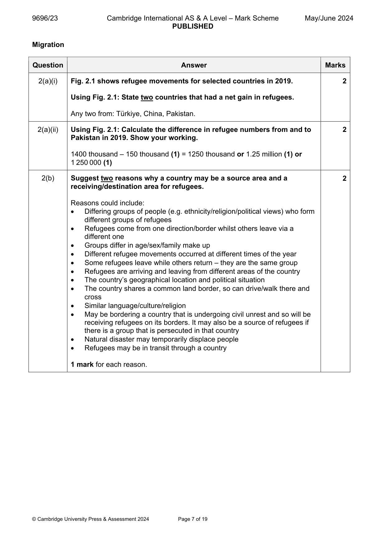 Mark scheme, page 7 of 19