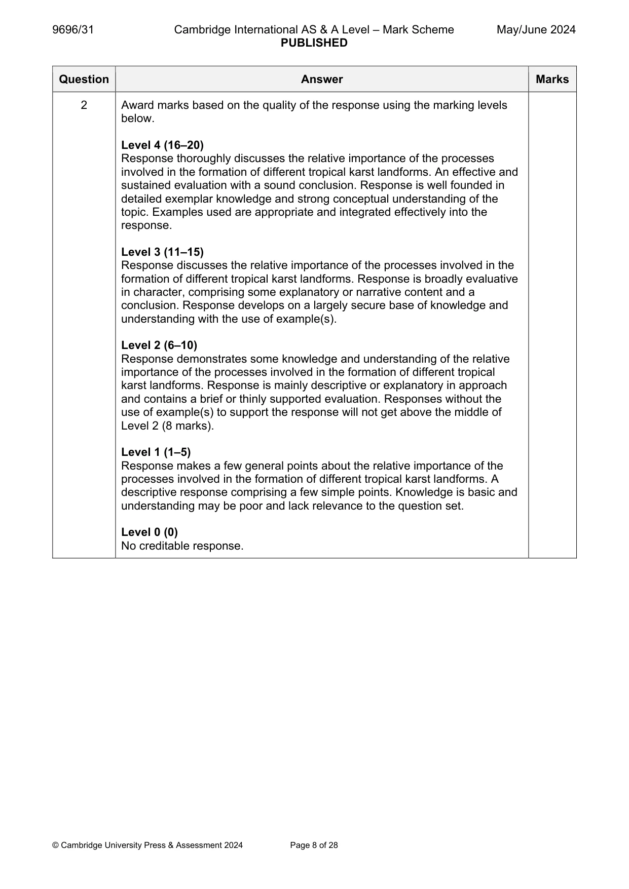 Mark scheme, page 8 of 28