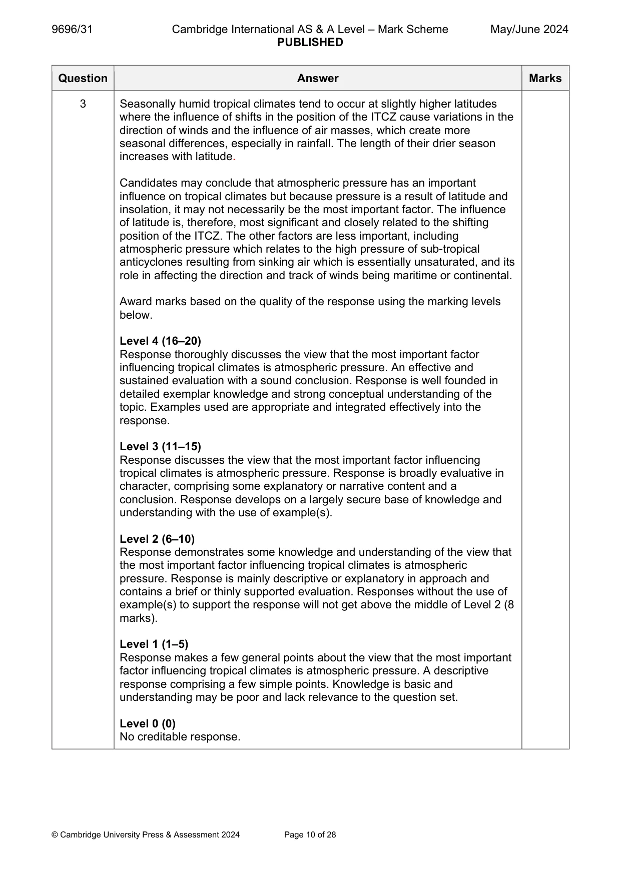 Mark scheme, page 10 of 28