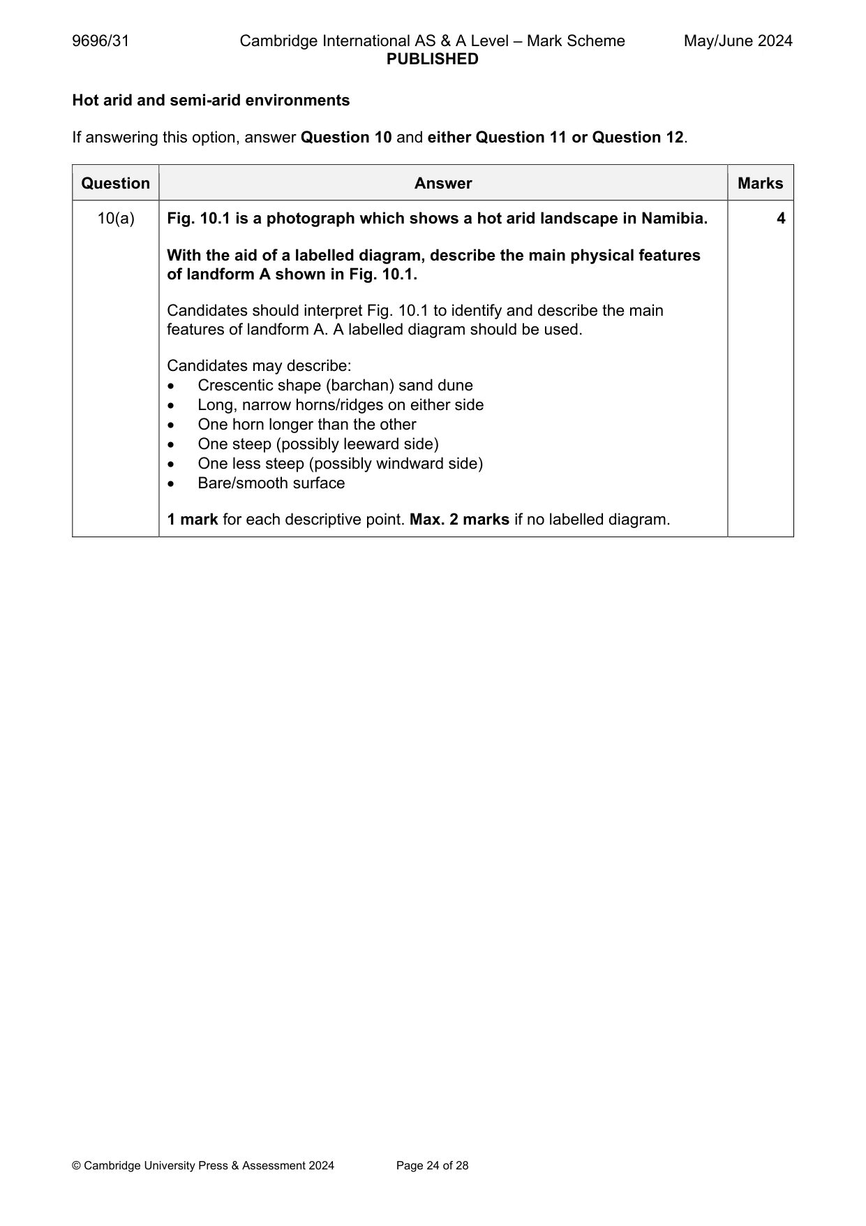 Mark scheme, page 24 of 28
