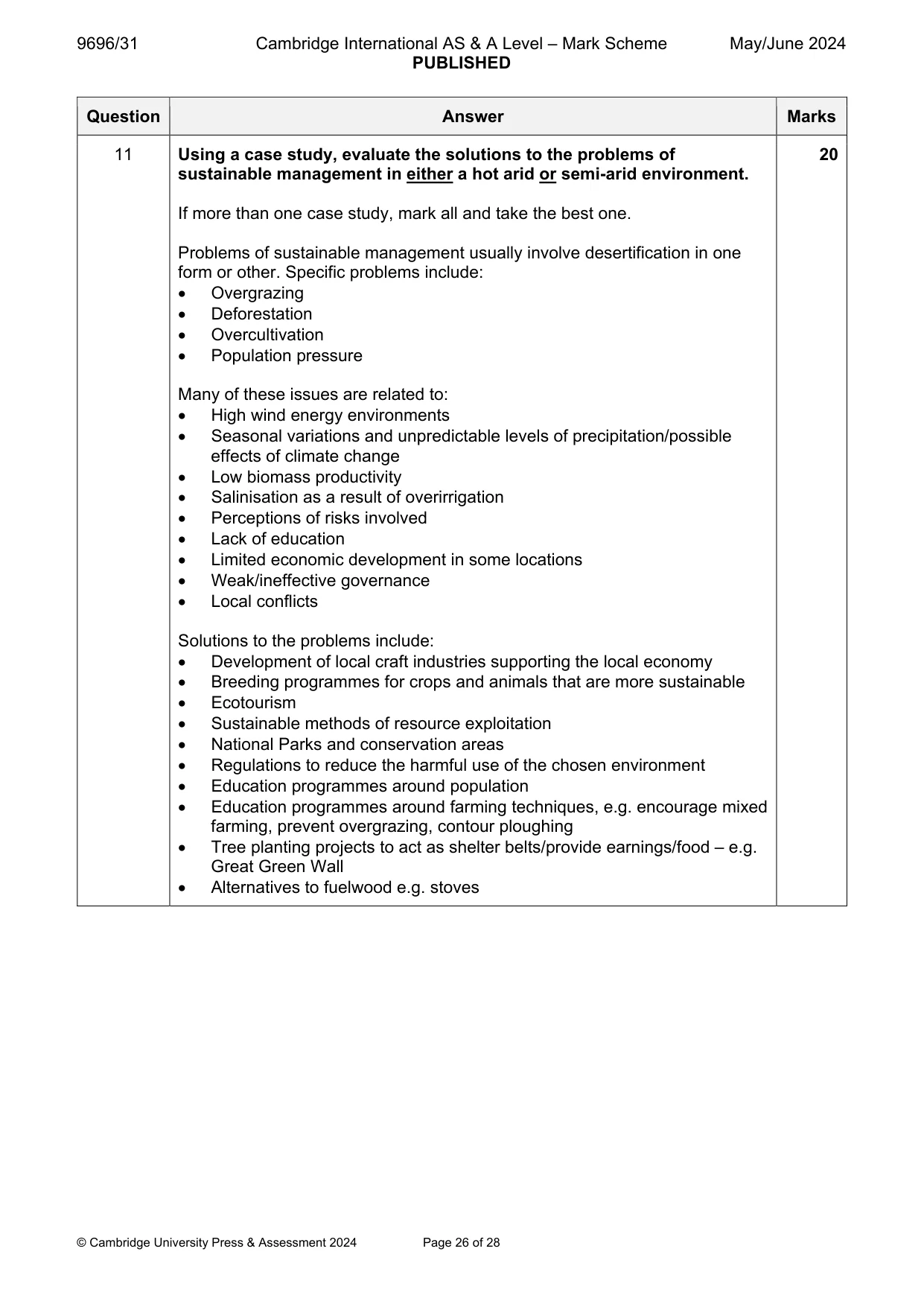 Mark scheme, page 26 of 28