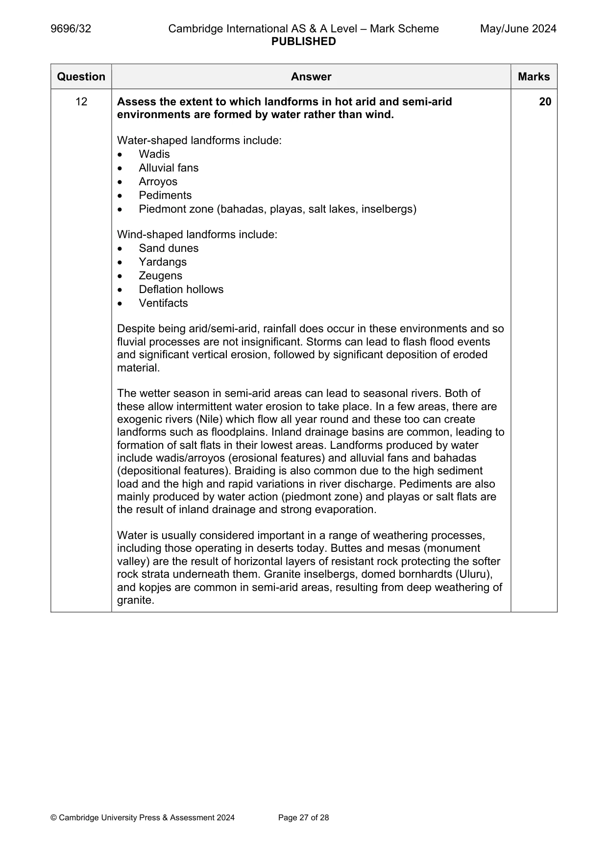 Mark scheme, page 27 of 28