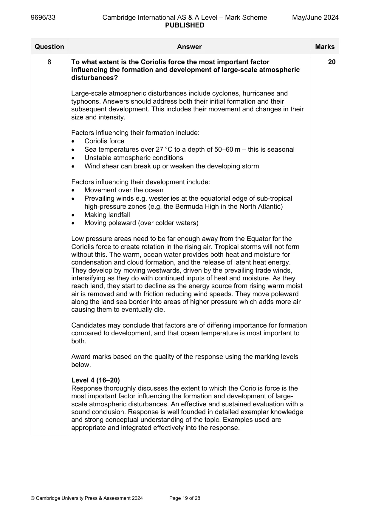 Mark scheme, page 19 of 28