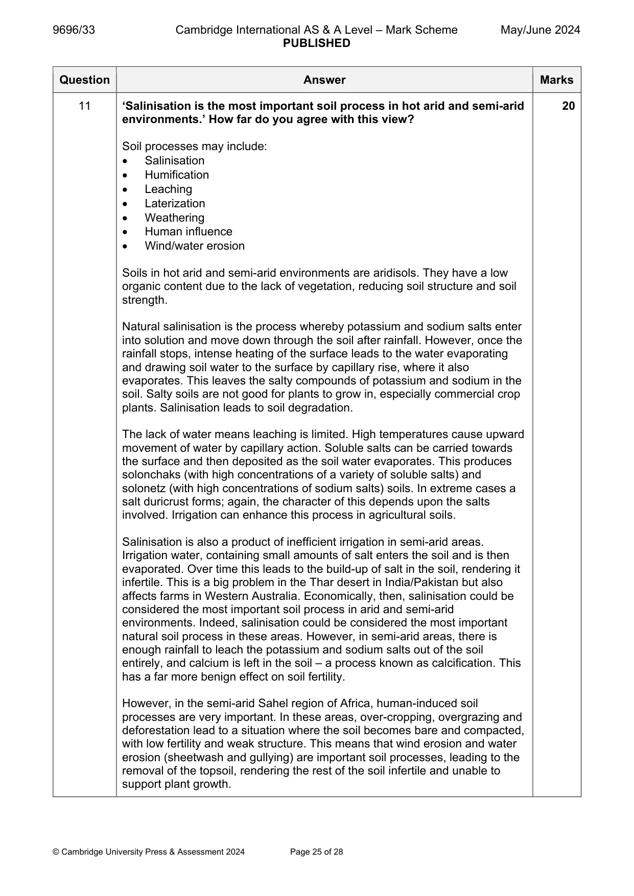 Mark scheme, page 25 of 28