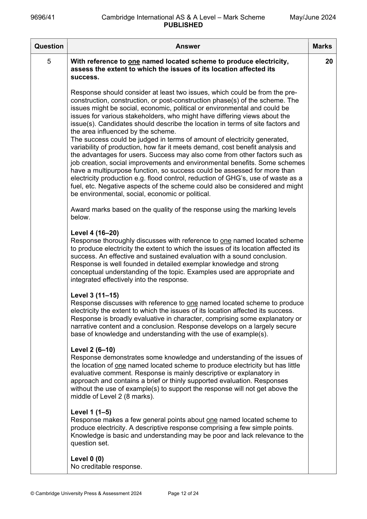 Mark scheme, page 12 of 24