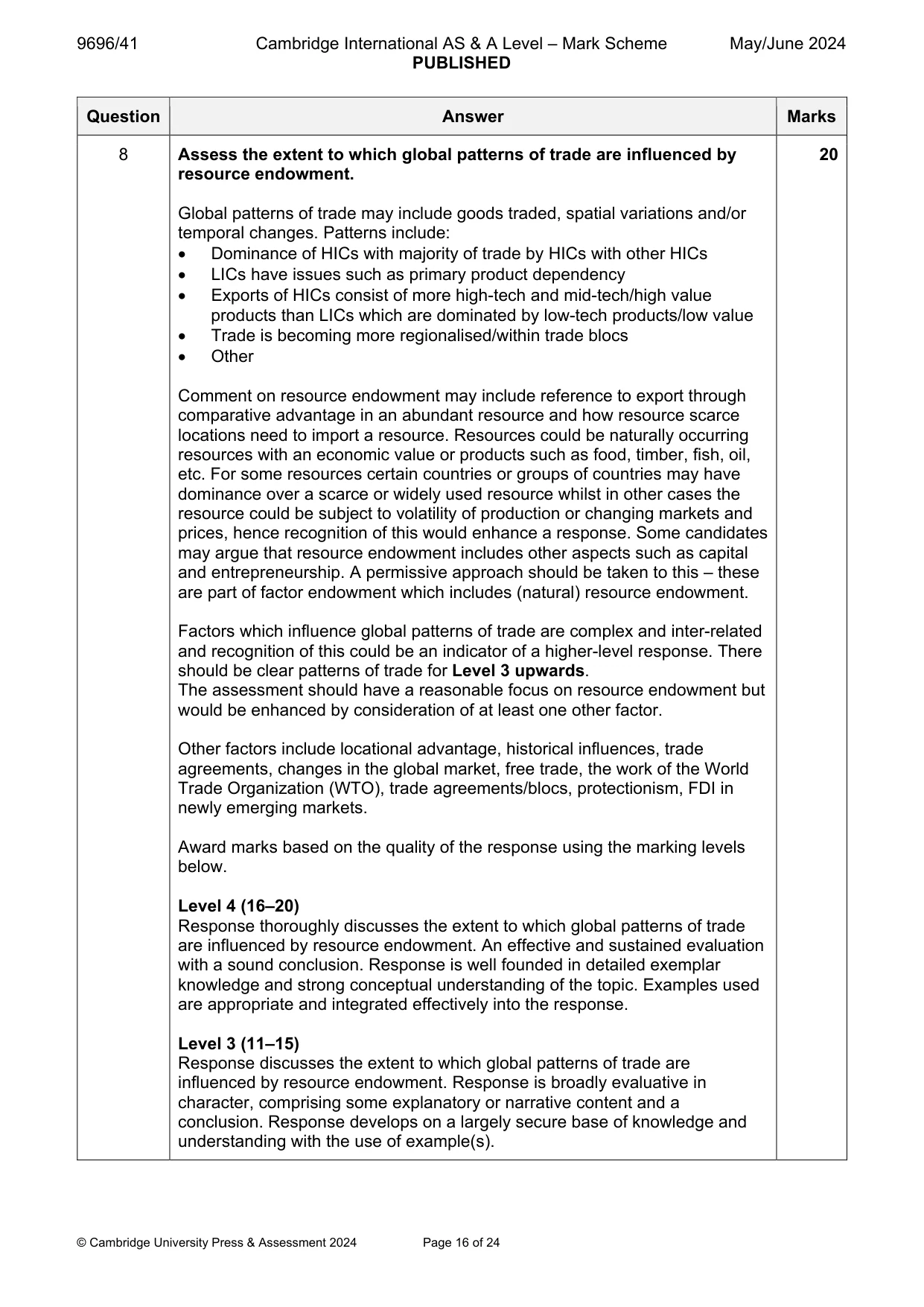 Mark scheme, page 16 of 24
