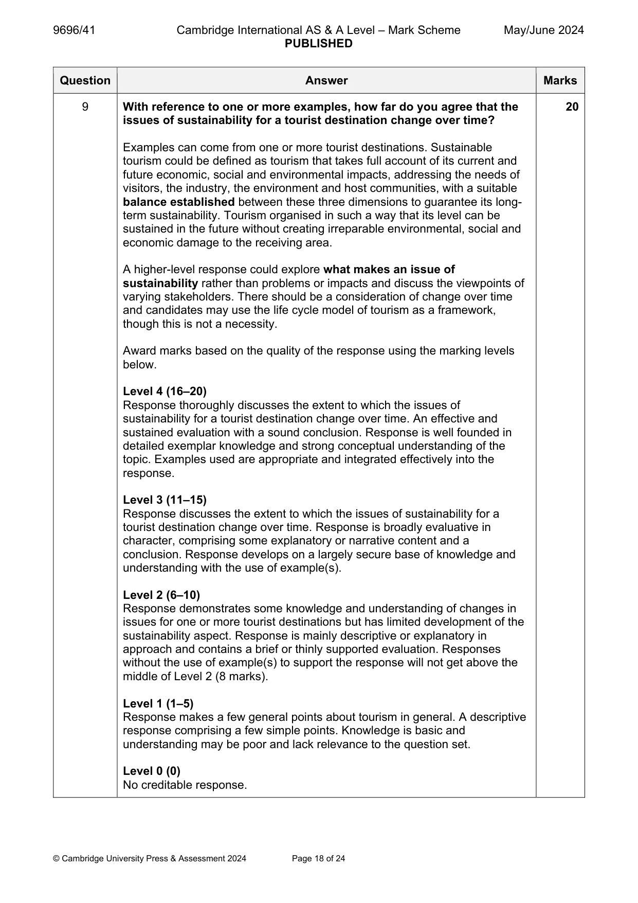 Mark scheme, page 18 of 24