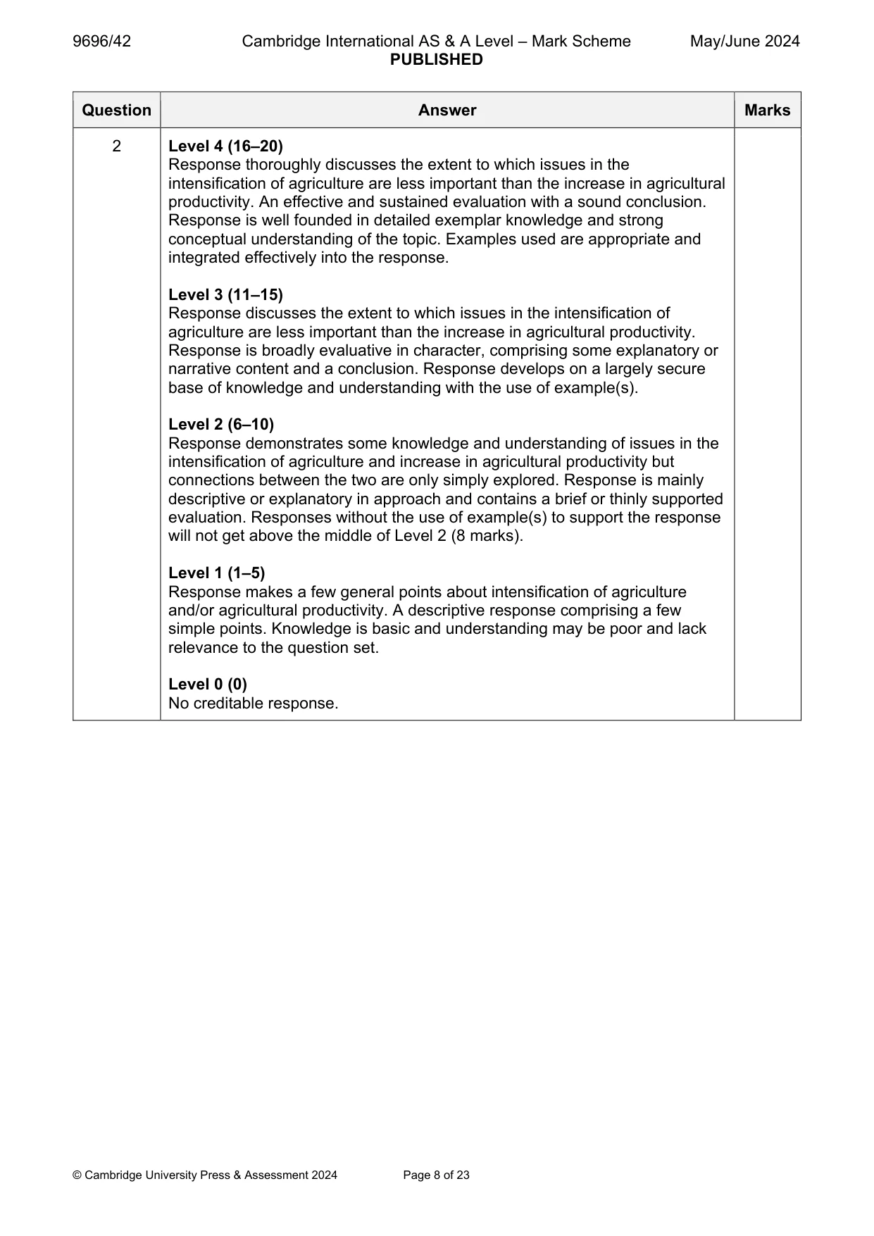 Mark scheme, page 8 of 23