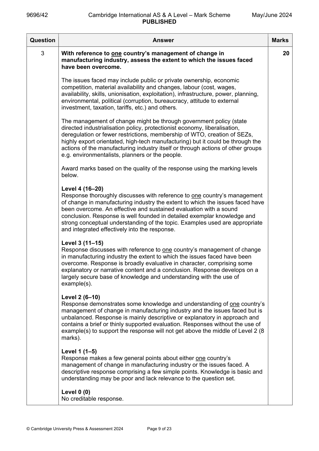 Mark scheme, page 9 of 23