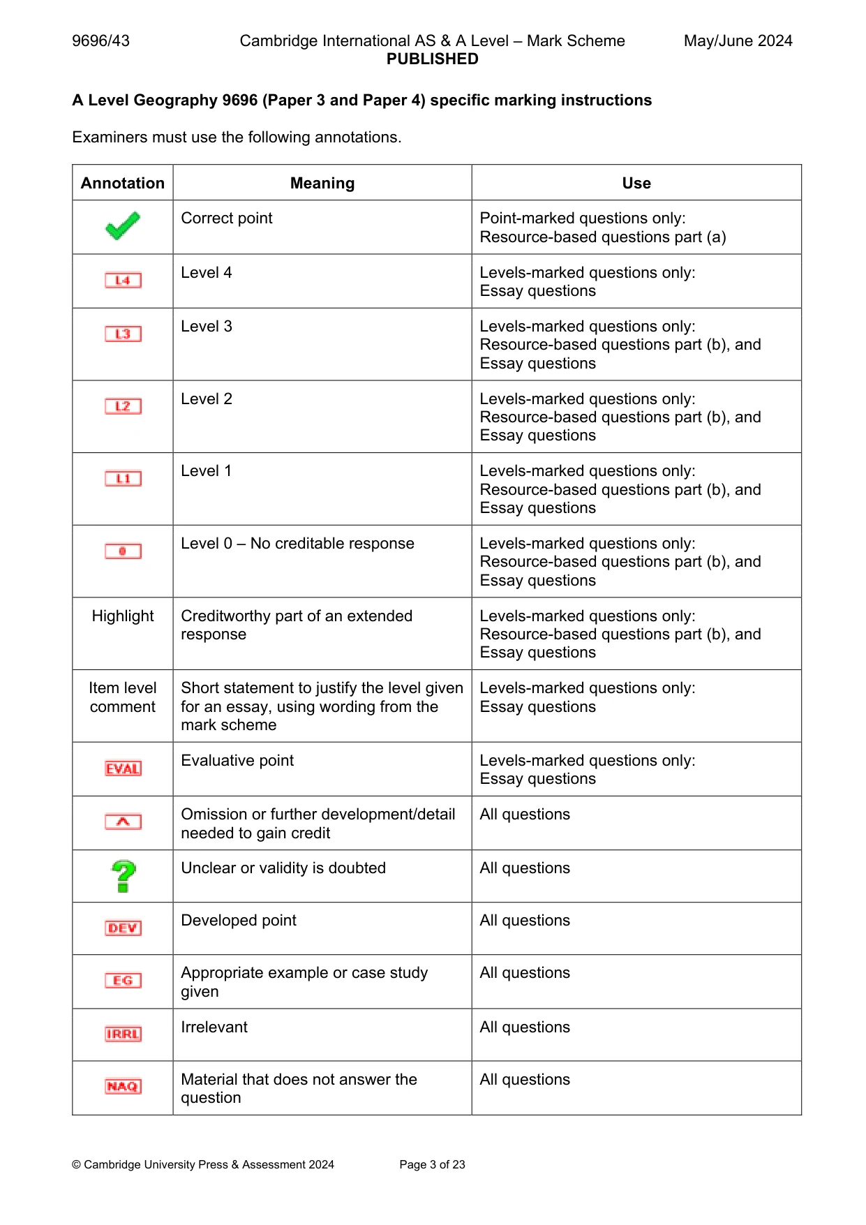 Mark scheme, page 3 of 23